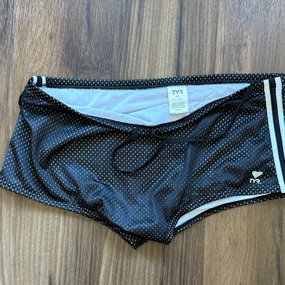 TYR Black and White Swim Trunks